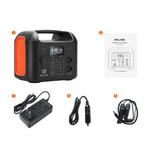 GOLABS R300 Portable Power Station, 299Wh LiFePO4 Battery Backup with 300W Pure Sine Wave AC Peak 500W, Car Outlets, PD 60W Quick in/out Solar Generator for Outdoor Camping Emergency CPAP Orange