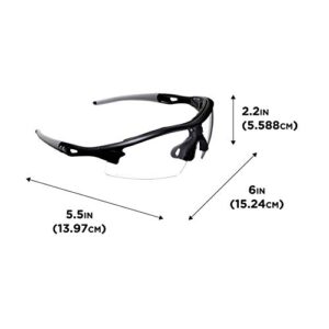 Allen Company Aspect Shooting Safety Glasses, Clear Lenses, ANSI Z87.1+ & CE Rated, Black and Gray, one Size