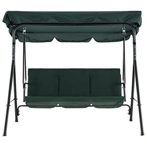 MCombo 3-Person Outdoor Patio Swing Chair, Convertible Canopy Hanging Swing Glider Lounge Chair, Removable Cushions, 4003 (Green)