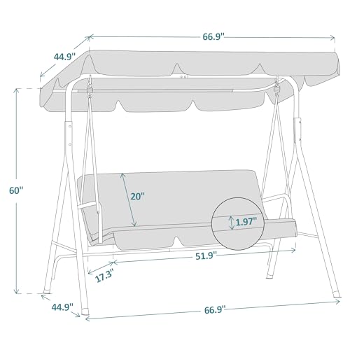 MCombo 3-Person Outdoor Patio Swing Chair, Convertible Canopy Hanging Swing Glider Lounge Chair, Removable Cushions, 4003 (Green)