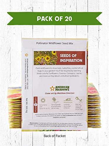 American Meadows Wildflower Seed Packets Wildflower Party Favors for All Occasions (Pack of 20) - Wildflower Seed Mix, Plant Year-Round, Great Gift for Hostesses, Showers, Weddings, Thank You