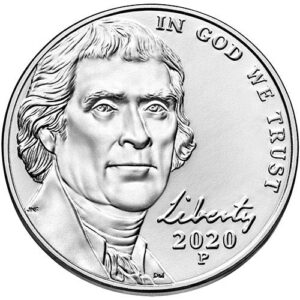 2020 p,d bu jefferson nickel choice uncirculated us mint 2 coin set