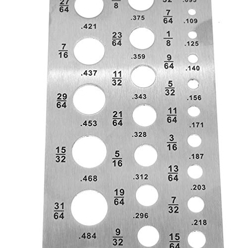 Magic&shell Drill Gauge Stainless Steel Drill Bit Size Checker Plate Measuring Tool for 1/16Inch to 1/2Inch Size Bits 29 Holes