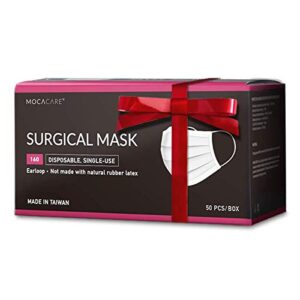 mocacare level 3 masks - mask 160, astm level 3, with comfortable earloops & adjustable nose strip, mask for home & office use, made in taiwan, 50pc/box