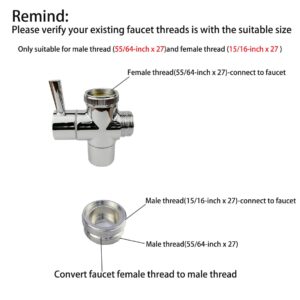 Sink to Garden Hose Diverter All Brass Adapter Valve with Aerator, for Bathroom/Kitchen Sink Faucet Connection Portable Washing Machine/Dishwasher (G1/2 * 3/4", Chrome)