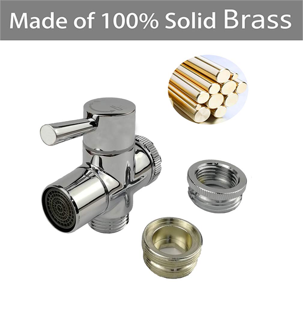 Sink to Garden Hose Diverter All Brass Adapter Valve with Aerator, for Bathroom/Kitchen Sink Faucet Connection Portable Washing Machine/Dishwasher (G1/2 * 3/4", Chrome)