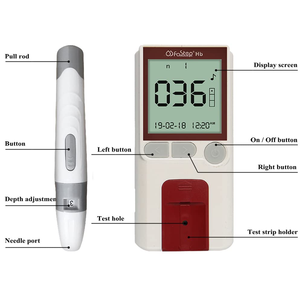 Household Hemoglobin Test Kit Hemoglobin Test Meter Hemoglobin Meter Hemoglobin Analyzer with 25pcs Hb Test Strips