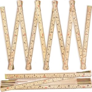 2 pieces folding wood rulers measuring sticks 6.6 feet wooden foldable ruler yardstick with brass slide measuring rule outside inches inside centimeter read for woodwork diy craft carpenter engineers