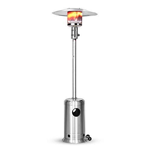Legacy Heating 47000 BTU Outdoor Propane Patio Heater, Stainless Steel Outside Space Gas Heater with Wheels, Standing Patio Floor Air Heater, for Commercial, Residential, Garden, Porch, Party, Deck