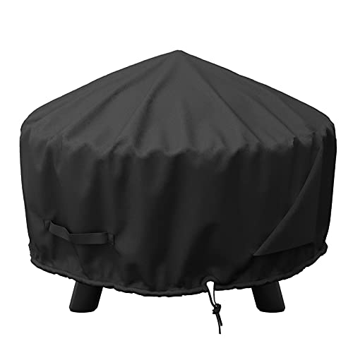 GASPRO Heavy Duty Waterproof Fire Pit Cover for 22-32 Inch Round Fire Bowls, with 600D Durable Oxford Fabric Material, 32" Dia x 13.5" H"