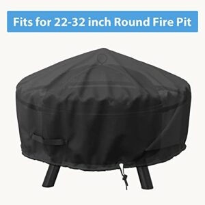 GASPRO Heavy Duty Waterproof Fire Pit Cover for 22-32 Inch Round Fire Bowls, with 600D Durable Oxford Fabric Material, 32" Dia x 13.5" H"