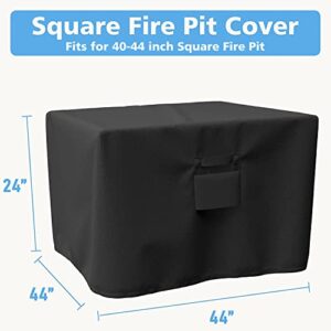 GASPRO 44'' Fire Pit Cover Square, Waterproof Square Fire Table Cover, Fits for 42-44 Inch Fire Pit, 44W x 44D x 24H Inches