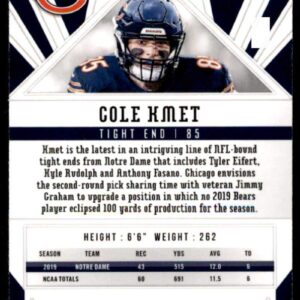 2020 Panini Phoenix Fire Burst #130 Cole Kmet Chicago Bears (Silver Prizm Refractor) NFL Football Card (RC - Rookie Card) NM-MT