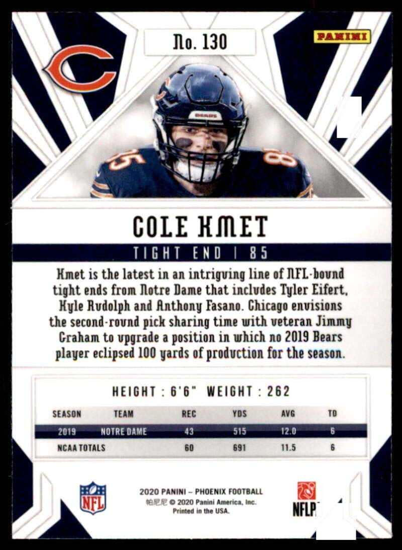 2020 Panini Phoenix Fire Burst #130 Cole Kmet Chicago Bears (Silver Prizm Refractor) NFL Football Card (RC - Rookie Card) NM-MT