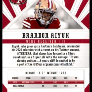 2020 Panini Phoenix Fire Burst #117 Brandon Aiyuk San Francisco 49ers (Silver Prizm Refractor) NFL Football Card (RC - Rookie Card) NM-MT