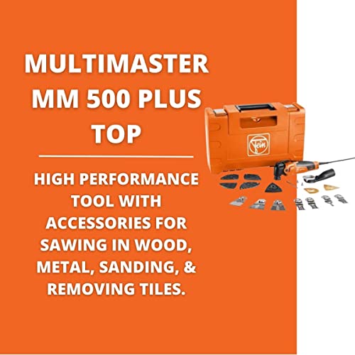 Fein Multimaster Tool MM 500 Plus Top Oscillating Kit - 350W High-Performance Corded Multi Tool for Interior Construction and Renovation - Includes 30 Accessories and Case - 72296761090