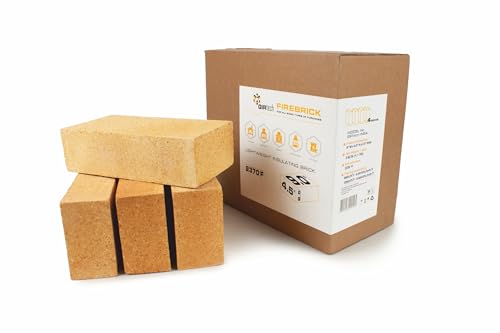 GIRtech Insa-4 Universal Insulating Fire Bricks - 2370F Pack of 4 - for Ovens, Forge, Kiln, Fireplace, Wood Stove - High Insulation Extra Low Thermal Conductivity Durable & Lightweight