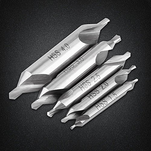 Center Drill Bits Kit, 1.5/2/2.5/3/4mm Center Drill Bit, 5pcs High Speed Steel Center Drill Bits 60 Degree Center Drill Bit for Hole Processing