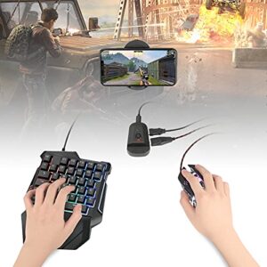 Half Hand Gaming Keyboard and Mouse Combo Laelr 35 Keys PUBG Wired Mechanical RGB LED Backlit Half Keyboard with Wrist Rest Wired Gaming Mouse Converter for Android IOS, Not support IOS 13.4 and above