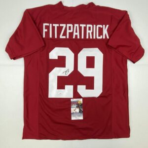 autographed/signed minkah fitzpatrick alabama red college football jersey jsa coa