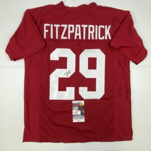 Autographed/Signed Minkah Fitzpatrick Alabama Red College Football Jersey JSA COA