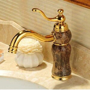 ShiSyan Y-LKUN Modern Double Basin Sink Hot and Cold Water Faucetgold Jade Bathroom Faucet Mixer Single Hole Sink Basin Faucet