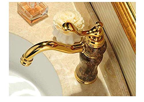 ShiSyan Y-LKUN Modern Double Basin Sink Hot and Cold Water Faucetgold Jade Bathroom Faucet Mixer Single Hole Sink Basin Faucet