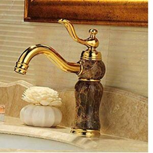 ShiSyan Y-LKUN Modern Double Basin Sink Hot and Cold Water Faucetgold Jade Bathroom Faucet Mixer Single Hole Sink Basin Faucet