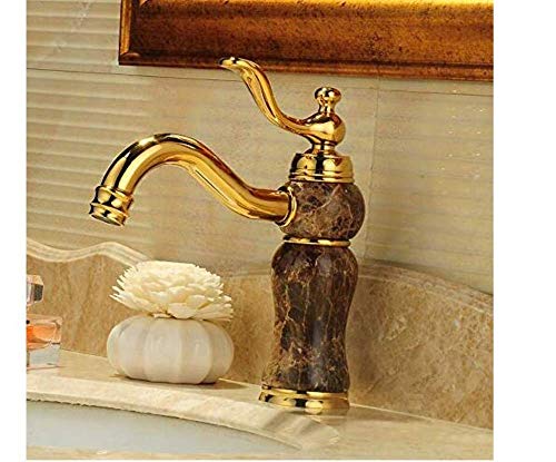 ShiSyan Y-LKUN Modern Double Basin Sink Hot and Cold Water Faucetgold Jade Bathroom Faucet Mixer Single Hole Sink Basin Faucet