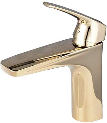 Y-LKUN Bathroom Taps Basin taps Gold Bathroom Basin Monobloc Solid Brass Hot Cold Mixer Tap