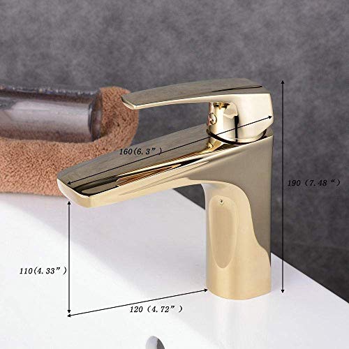 Y-LKUN Bathroom Taps Basin taps Gold Bathroom Basin Monobloc Solid Brass Hot Cold Mixer Tap