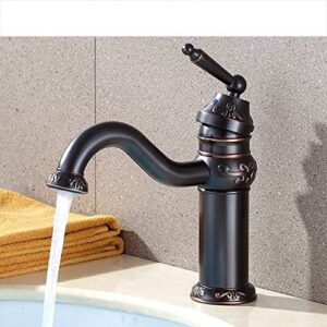 ShiSyan Y-LKUN Basin Faucet Bronze Black Ancient Rotating Basin Bathroom Washbasin Carved Retro Above Counter Basin Faucet Water Faucet Bathroom Taps