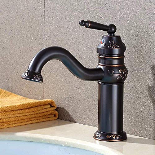 ShiSyan Y-LKUN Basin Faucet Bronze Black Ancient Rotating Basin Bathroom Washbasin Carved Retro Above Counter Basin Faucet Water Faucet Bathroom Taps