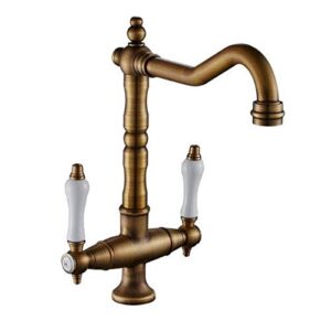 y-lkun 360 degree swivel solid brass antique bathroom mixer cold and hot kitchen tap single hole water tap kitchen faucet