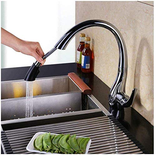 Y-LKUN Taps Modern Kitchen Sink Basin Mixer Tap Single Handle Sink Mixer Tap Pull-Out Faucet Sink Can Rotate Single Handle Single Hole Faucet