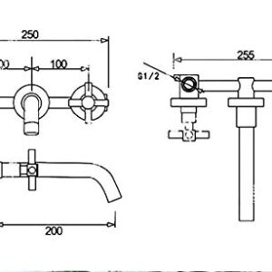 ShiSyan Y-LKUN Faucet Modern Brushed Rose Gold Brass Double Cross Handle Bath Wall Mounted 3 Hole Water Bathroom Home Sink Faucet Hot Cold Tap in-Wall