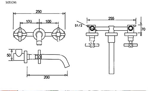 ShiSyan Y-LKUN Faucet Modern Brushed Rose Gold Brass Double Cross Handle Bath Wall Mounted 3 Hole Water Bathroom Home Sink Faucet Hot Cold Tap in-Wall