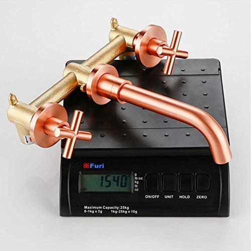 ShiSyan Y-LKUN Faucet Modern Brushed Rose Gold Brass Double Cross Handle Bath Wall Mounted 3 Hole Water Bathroom Home Sink Faucet Hot Cold Tap in-Wall