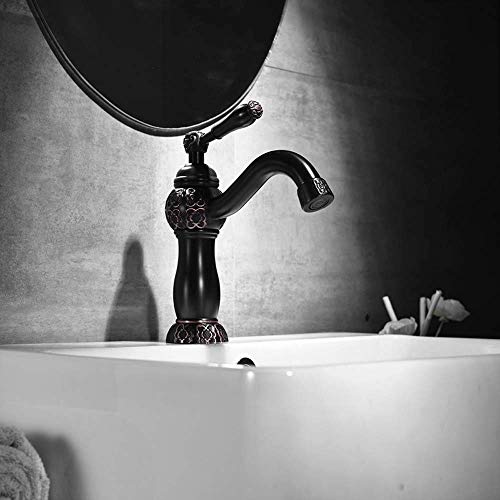 ShiSyan Y-LKUN Taps Pretty All Copper European Black Costumes Low Platform Hot and Cold Basin Faucet Bathroom Cabinet Faucet Durable