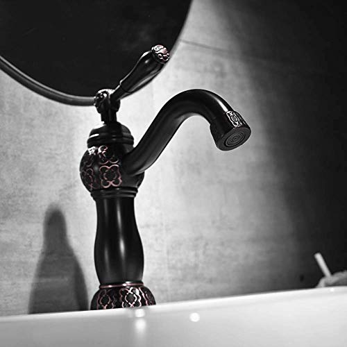 ShiSyan Y-LKUN Taps Pretty All Copper European Black Costumes Low Platform Hot and Cold Basin Faucet Bathroom Cabinet Faucet Durable