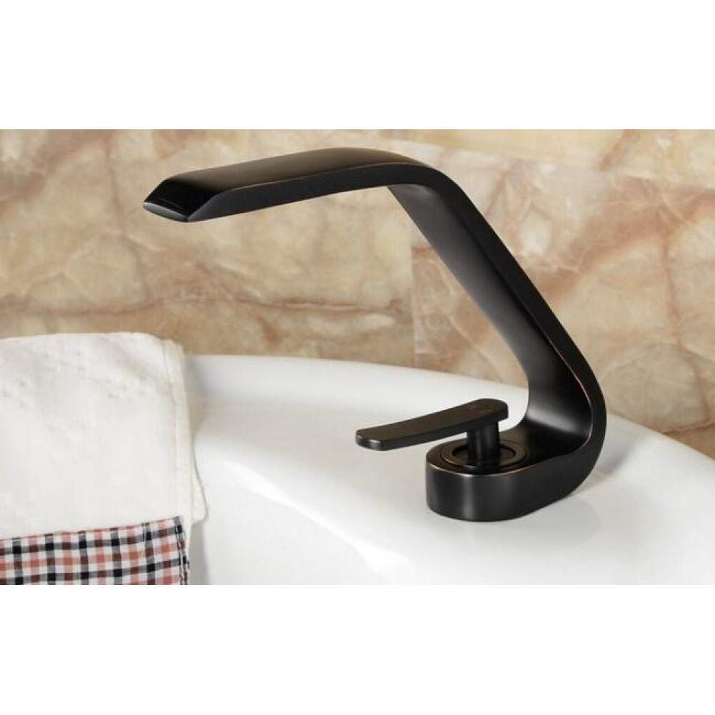 ShiSyan Y-LKUN Faucet Washbasin Bathroom Hot and Cold Water Basin Taps Mixer Black Antique Brass Single Handle Waterfall Faucet Deck Mounted Faucets Tap