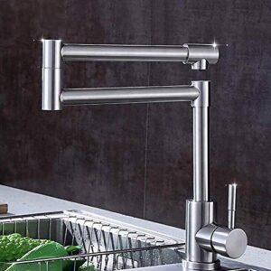 shisyan y-lkun taps sink faucet kitchen faucet folding stretchable stainless steel kitchen sink faucet single handle 360 ° rotation modern style brushed nickel