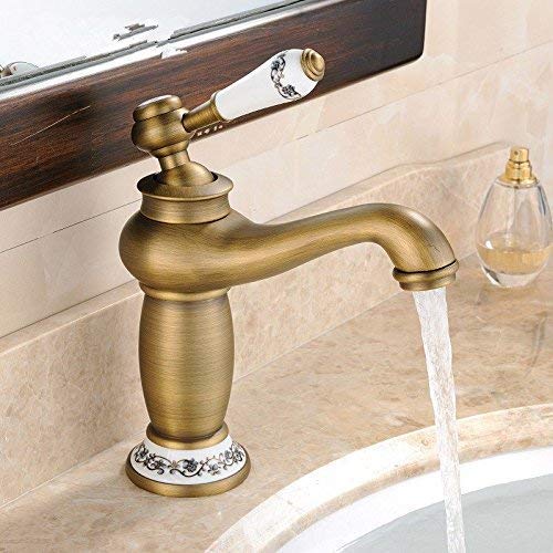 Y-LKUN Bathroom Sink Faucet Basin Mixer Tap Brass Antique Hot and Cold Water Rotatable Basin Sink Tap Bathroom Bar Faucet