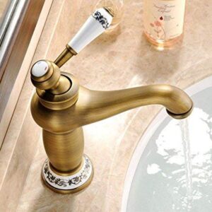 Y-LKUN Bathroom Sink Faucet Basin Mixer Tap Brass Antique Hot and Cold Water Rotatable Basin Sink Tap Bathroom Bar Faucet