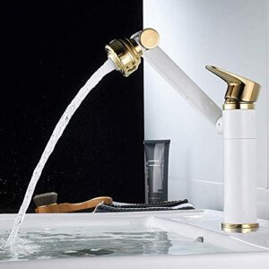 ShiSyan Y-LKUN Platinum White Painted Faucet Brass Retro Wash Basin Basin Faucet Hot and Cold Single Hole Above Counter Basin Faucet Beautiful Practical