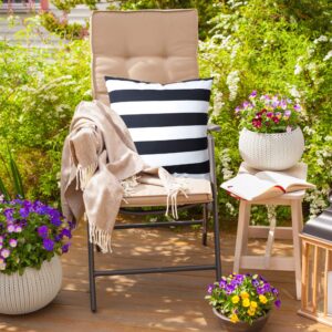 famibay Decorative Outdoor Waterproof Throw Pillow Covers, Pack of 2 All Weather Patio Cushion Case Pillow Covers for Patio Furniture Porch,Balcony,Tent,Couch Bench 18x18 Inch Black and White Striped