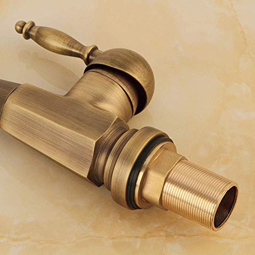 ShiSyan Y-LKUN Antique Brass Faucet Rotating Single Handle Single Hole Faucet Hot & Cold Water Tap with Water Saving Anti-Splash Nozzle