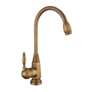 ShiSyan Y-LKUN Antique Brass Faucet Rotating Single Handle Single Hole Faucet Hot & Cold Water Tap with Water Saving Anti-Splash Nozzle