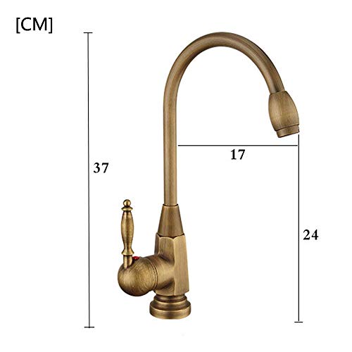 ShiSyan Y-LKUN Antique Brass Faucet Rotating Single Handle Single Hole Faucet Hot & Cold Water Tap with Water Saving Anti-Splash Nozzle