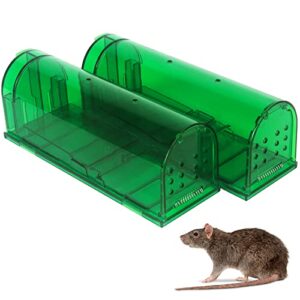 large humane mouse traps reusable rat traps for indoor/outdoor - safe for kids/pets and no kill for small rodent, voles, hamsters, moles that works catch and release - 2 pack